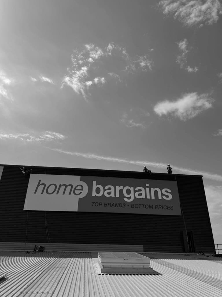 Home Bargains / TJ Morris Distribution Centre, Doncaster — rope access signage & display works