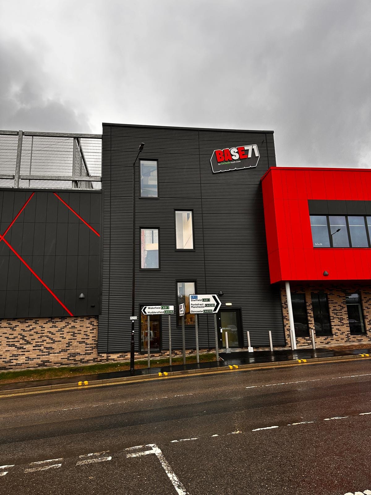 Base 71, Barnsley — completed signs from street