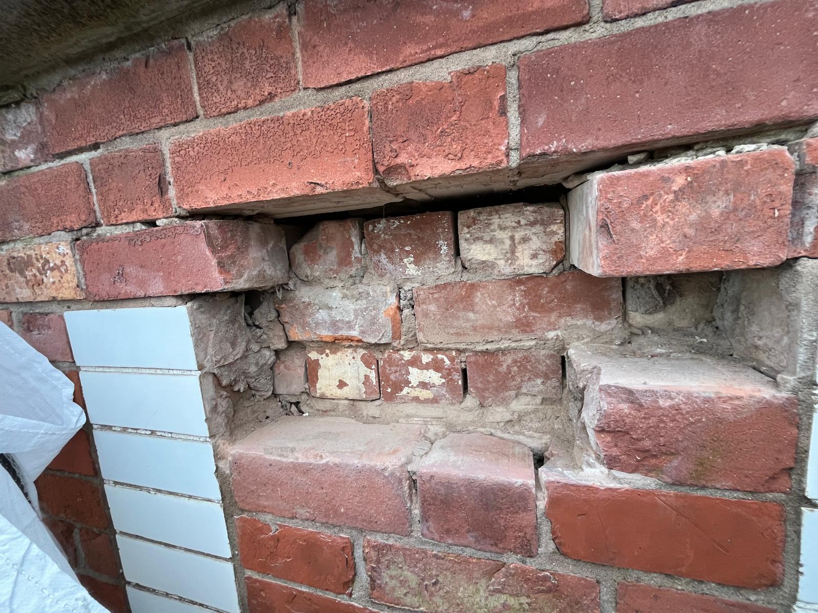 Castle Wharf, Nottingham — damaged brickwork at window reveal