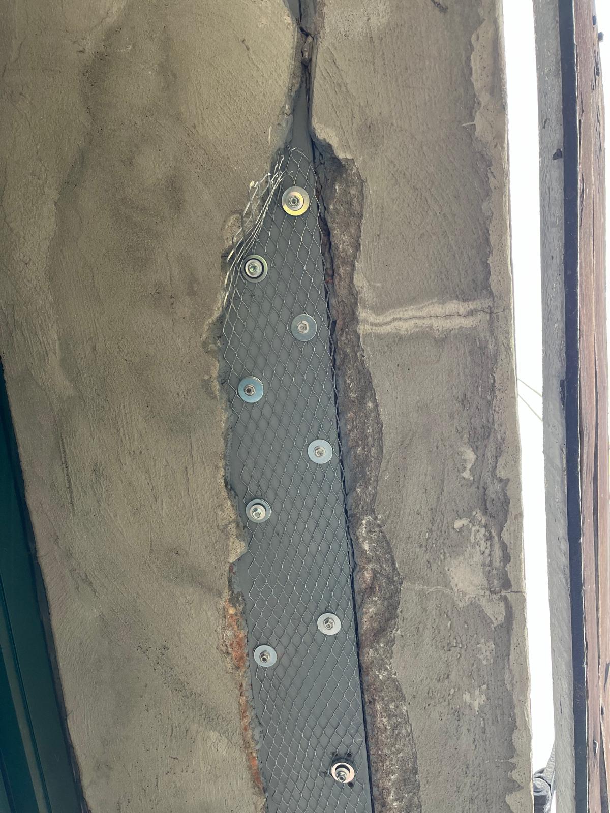 Castle Wharf, Nottingham — steel repair plate in reveal