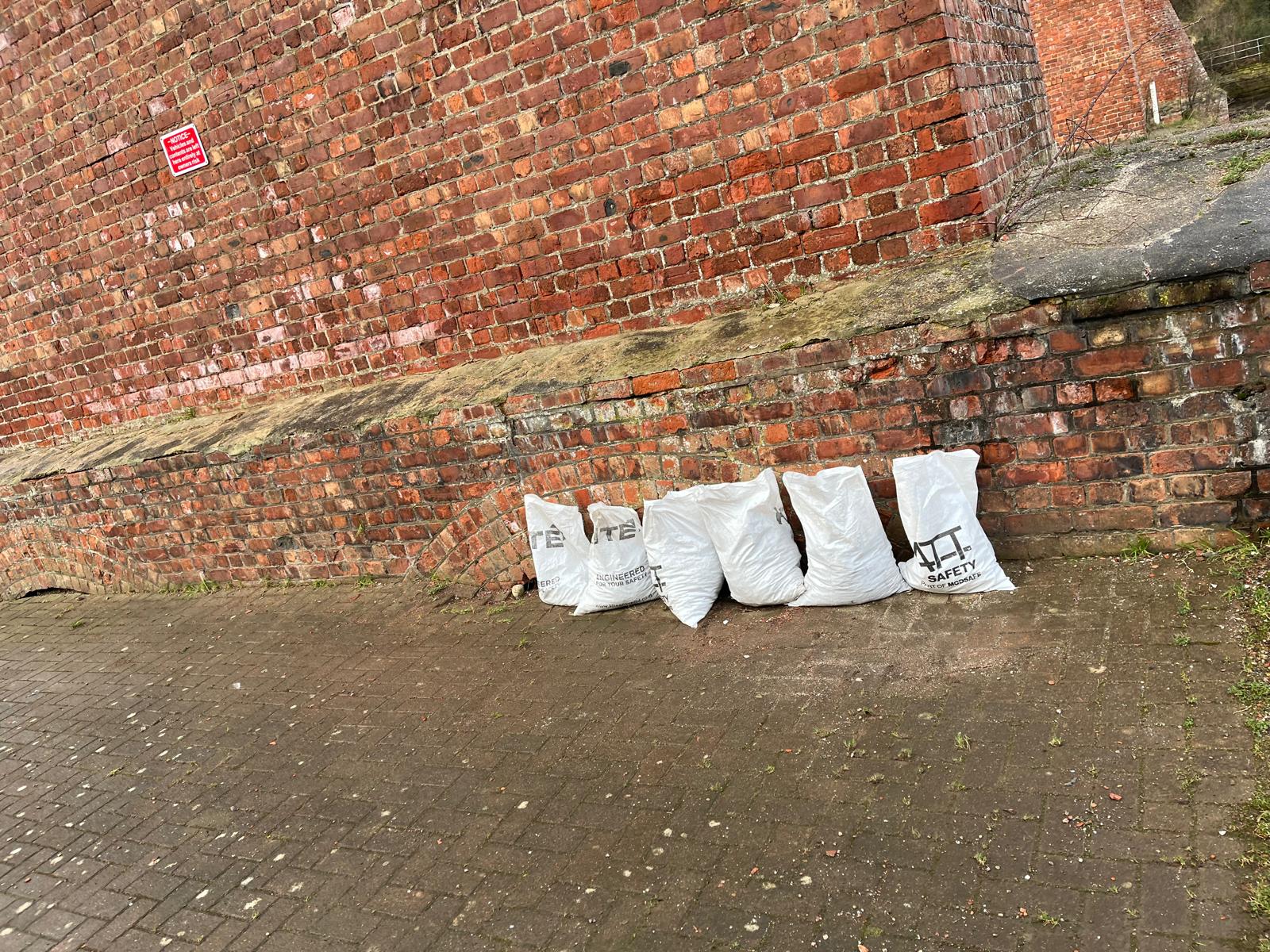 Larpool Viaduct, Whitby — cleared vegetation bagged for removal