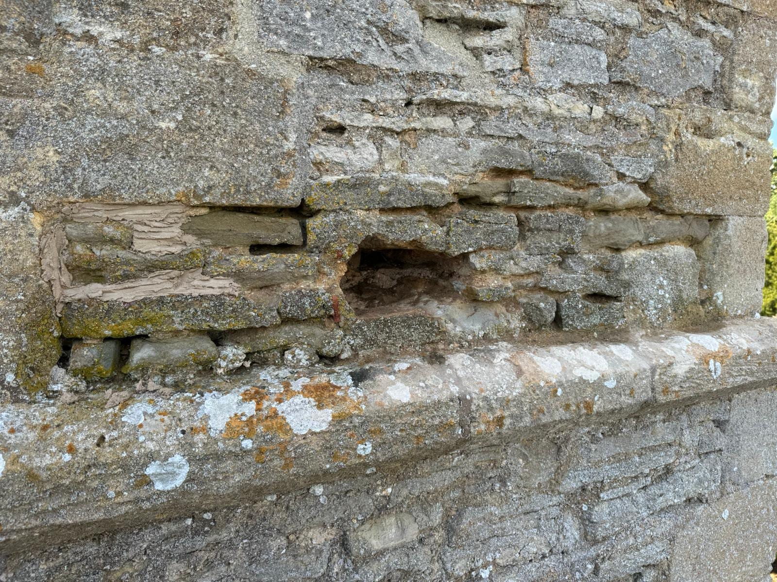 St Peter's Church, Welford-upon-Avon — eroded stonework before repair