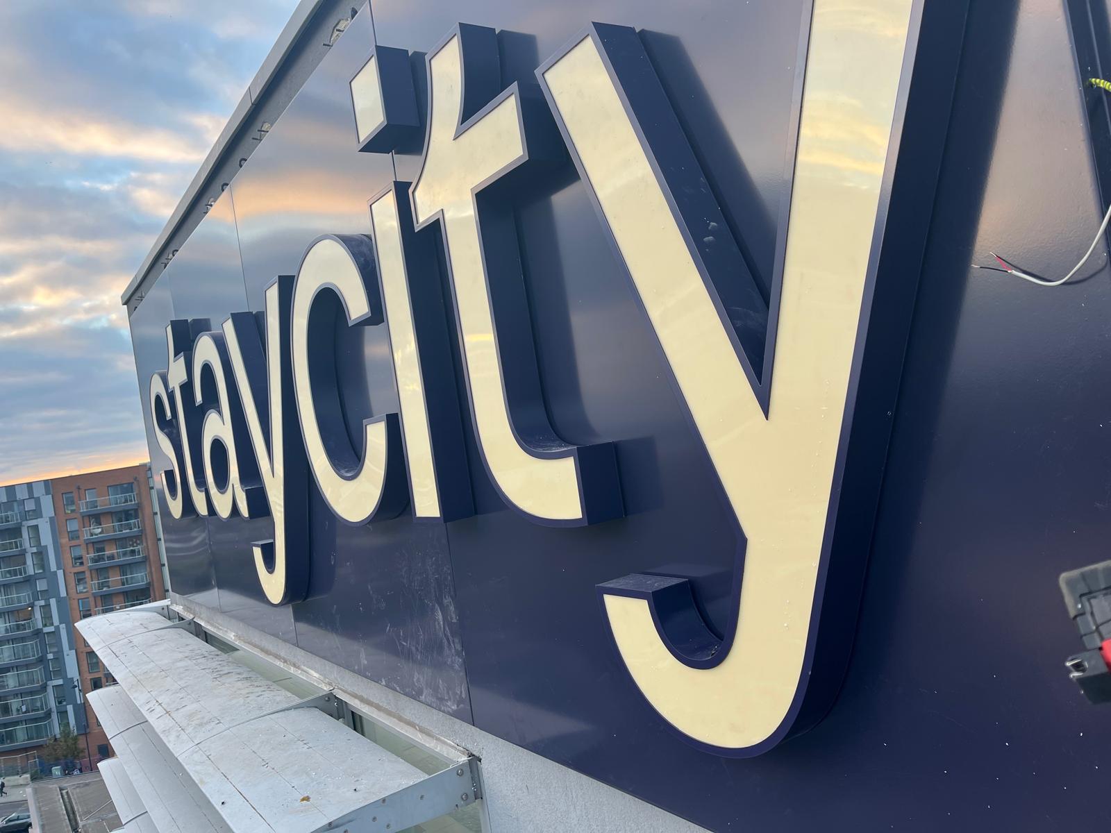 Staycity Aparthotels, London Heathrow — sign lettering close up