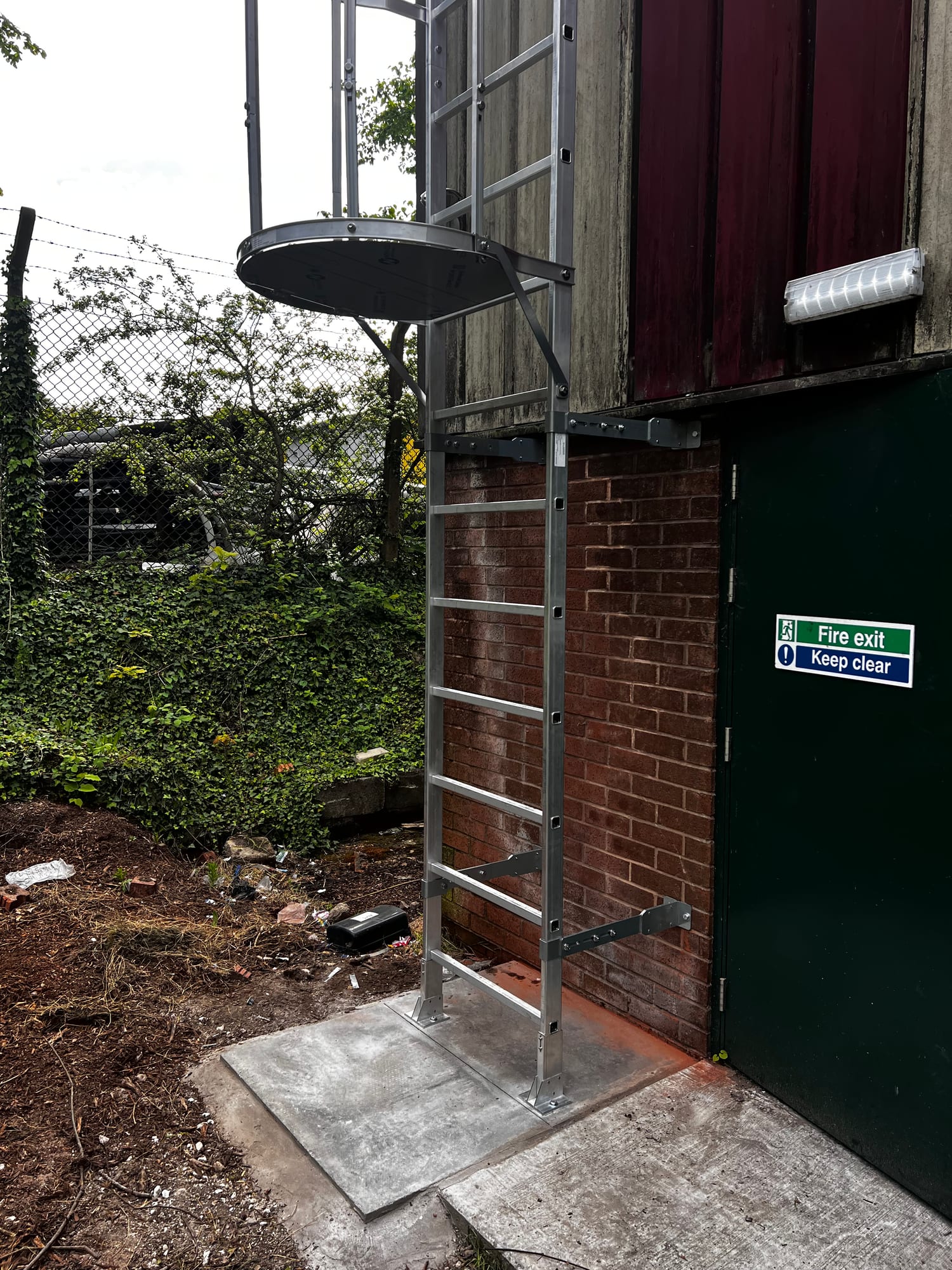 Waste Facility Roof Access, Sutton-in-Ashfield — completed caged ladder
