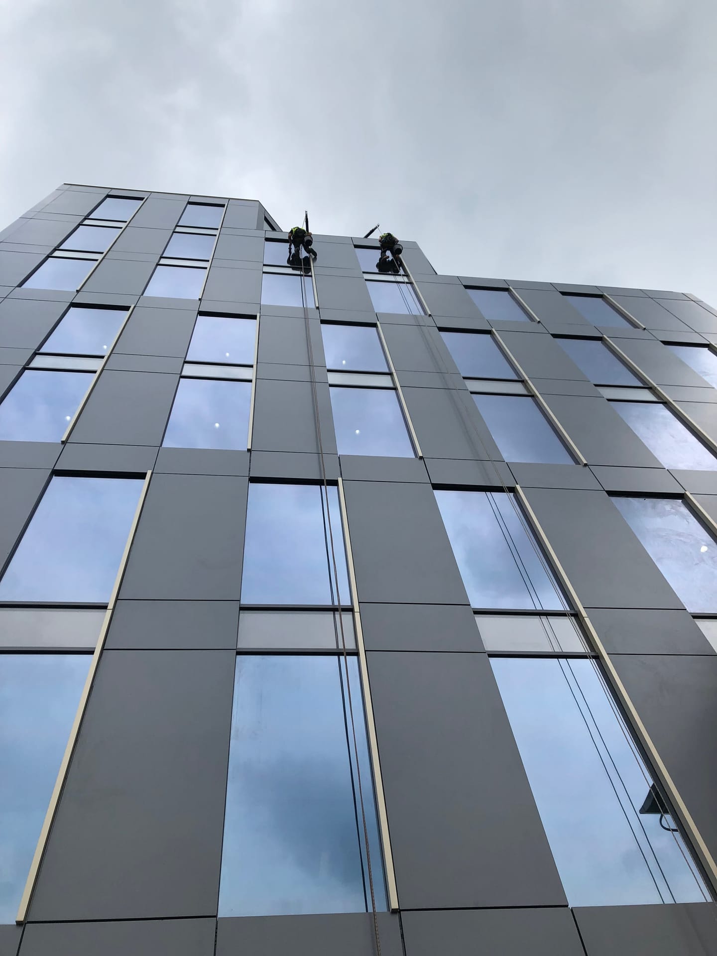 Rope Access cleaning works at height — commercial facade cleaning