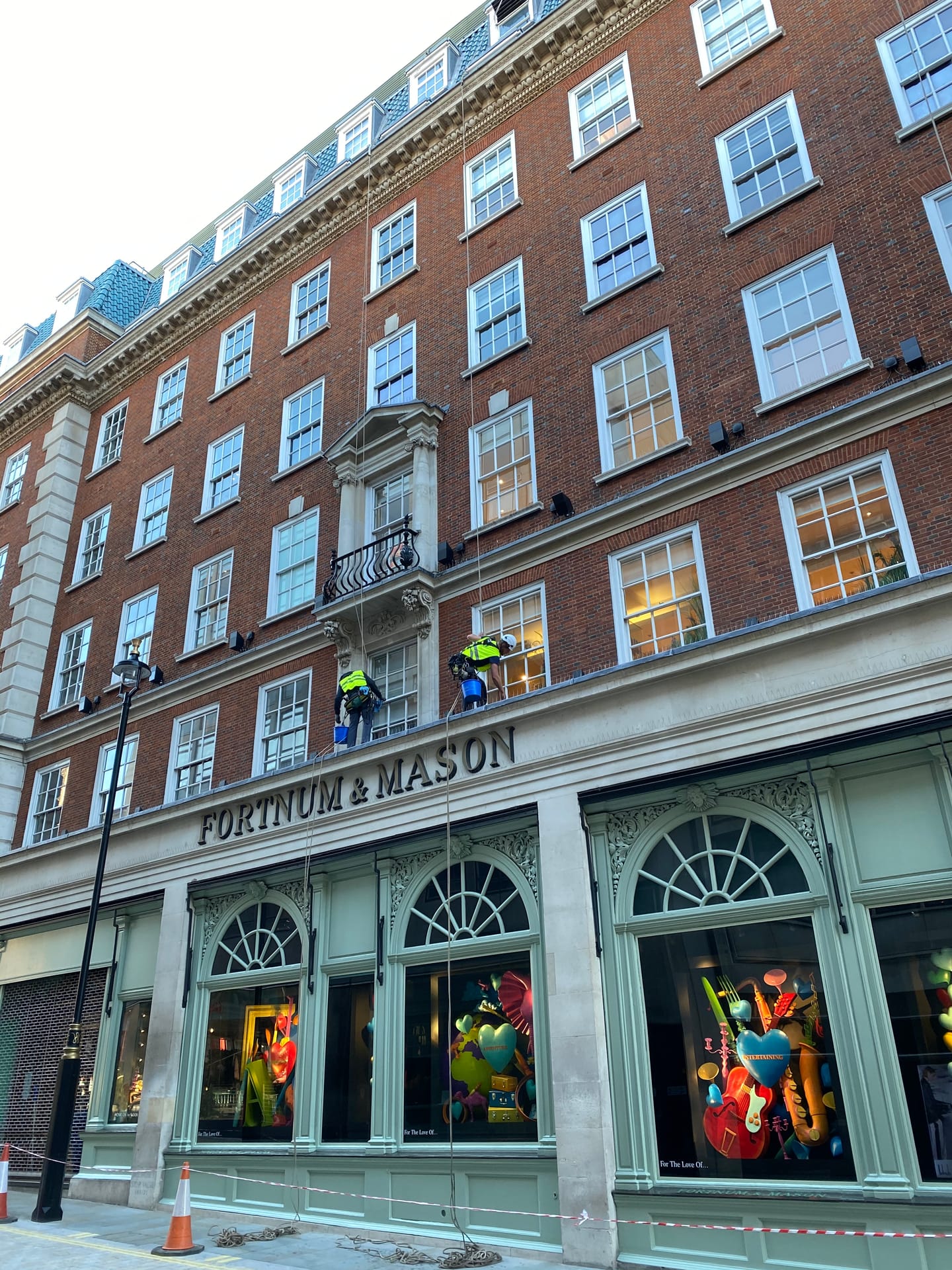 Rope Access cleaning works at height — heritage facade cleaning