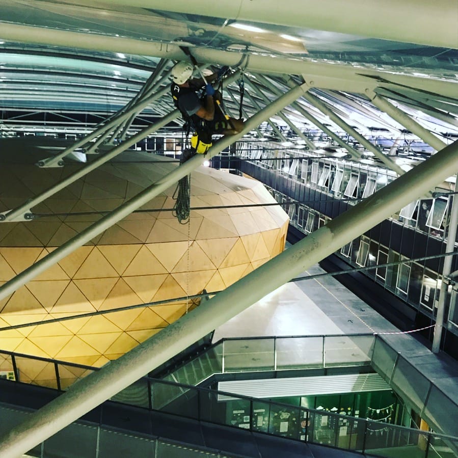 Rope Access cleaning works at height — high level interior access