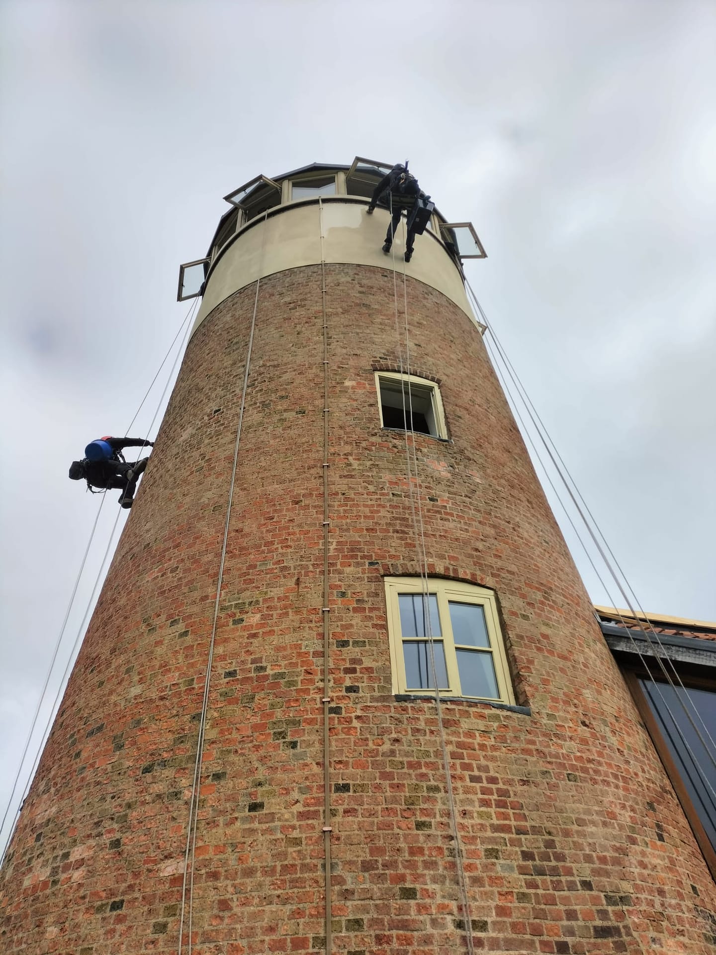 Rope Access conservation works at height — historic windmill repair