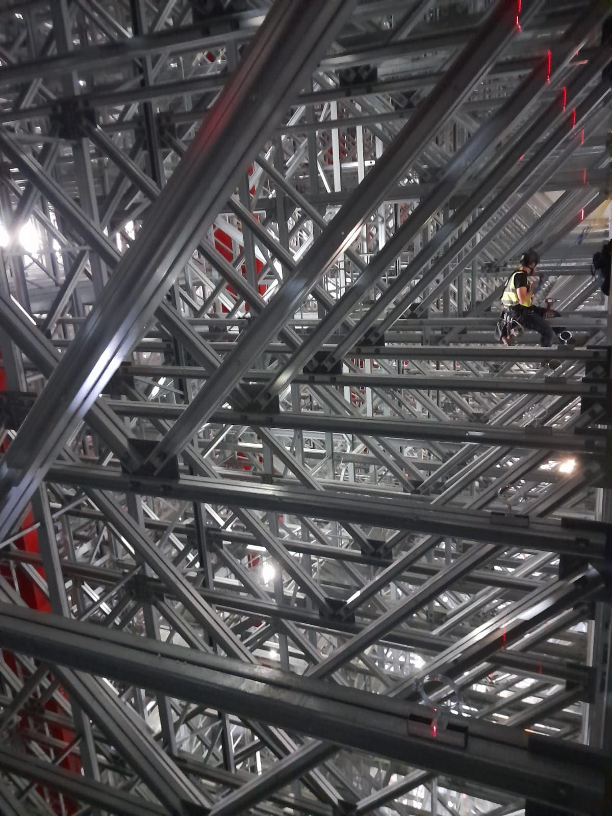 Rope Access fire protection works at height — steelwork access