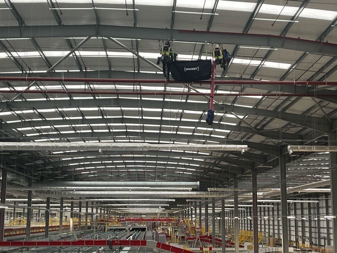Rope Access fire protection works at height — twin tech drop