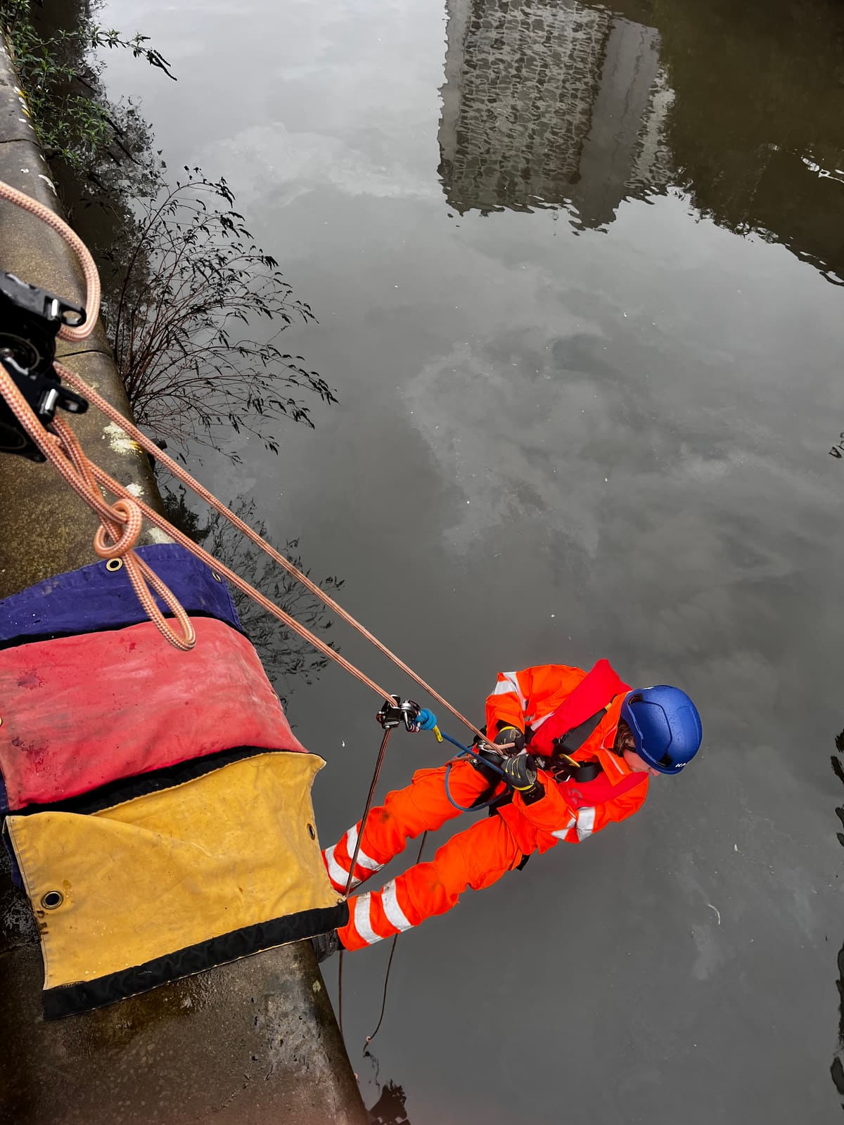 Rope Access road & rail works at height — edge protection rope work
