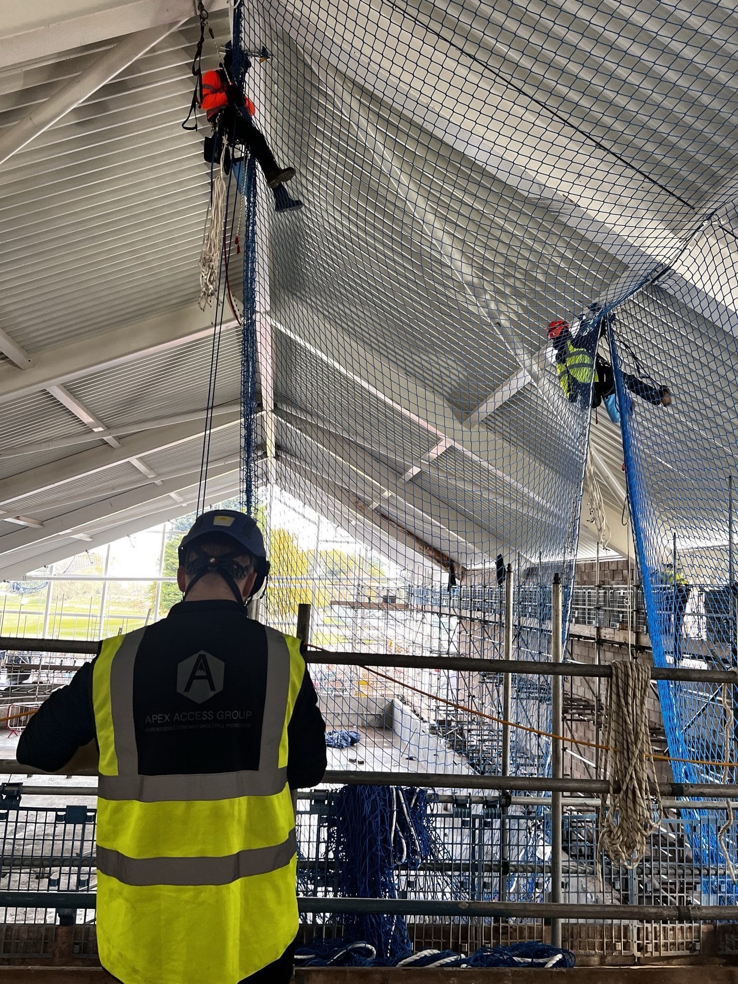 Rope Access safety netting works at height — apex operative v5