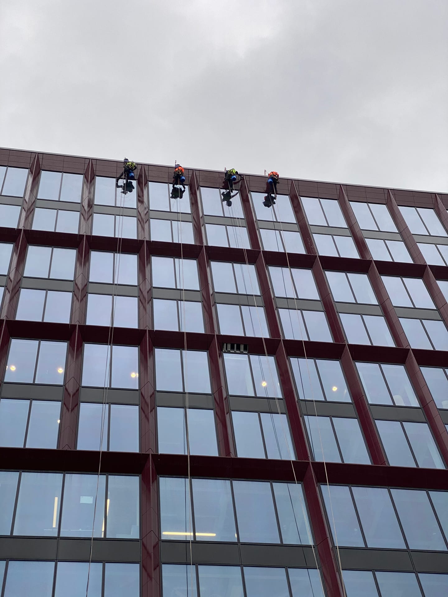 Rope Access window cleaning works at height — high rise office window cleaning