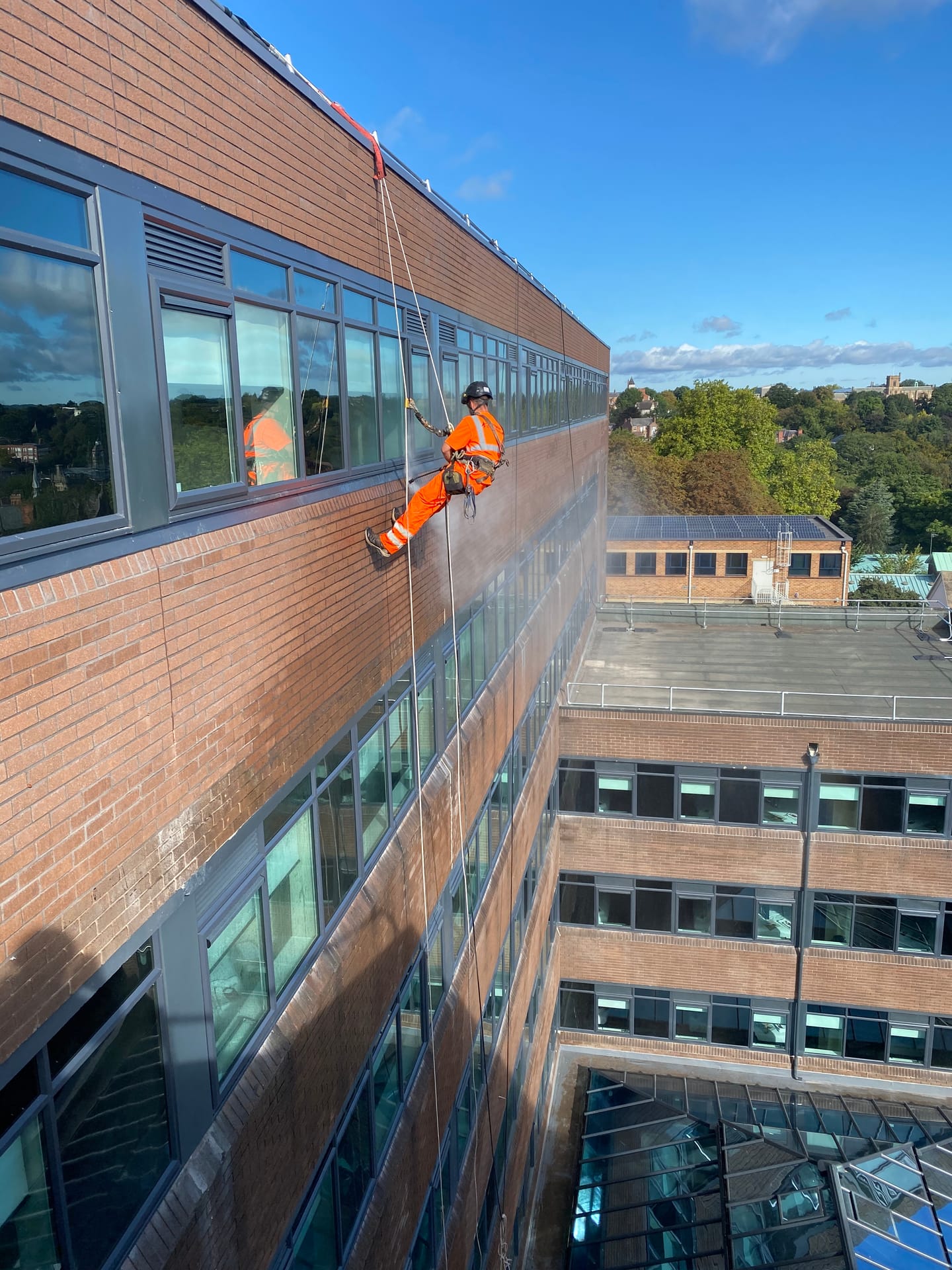 Rope Access window cleaning works at height — pure water window cleaning