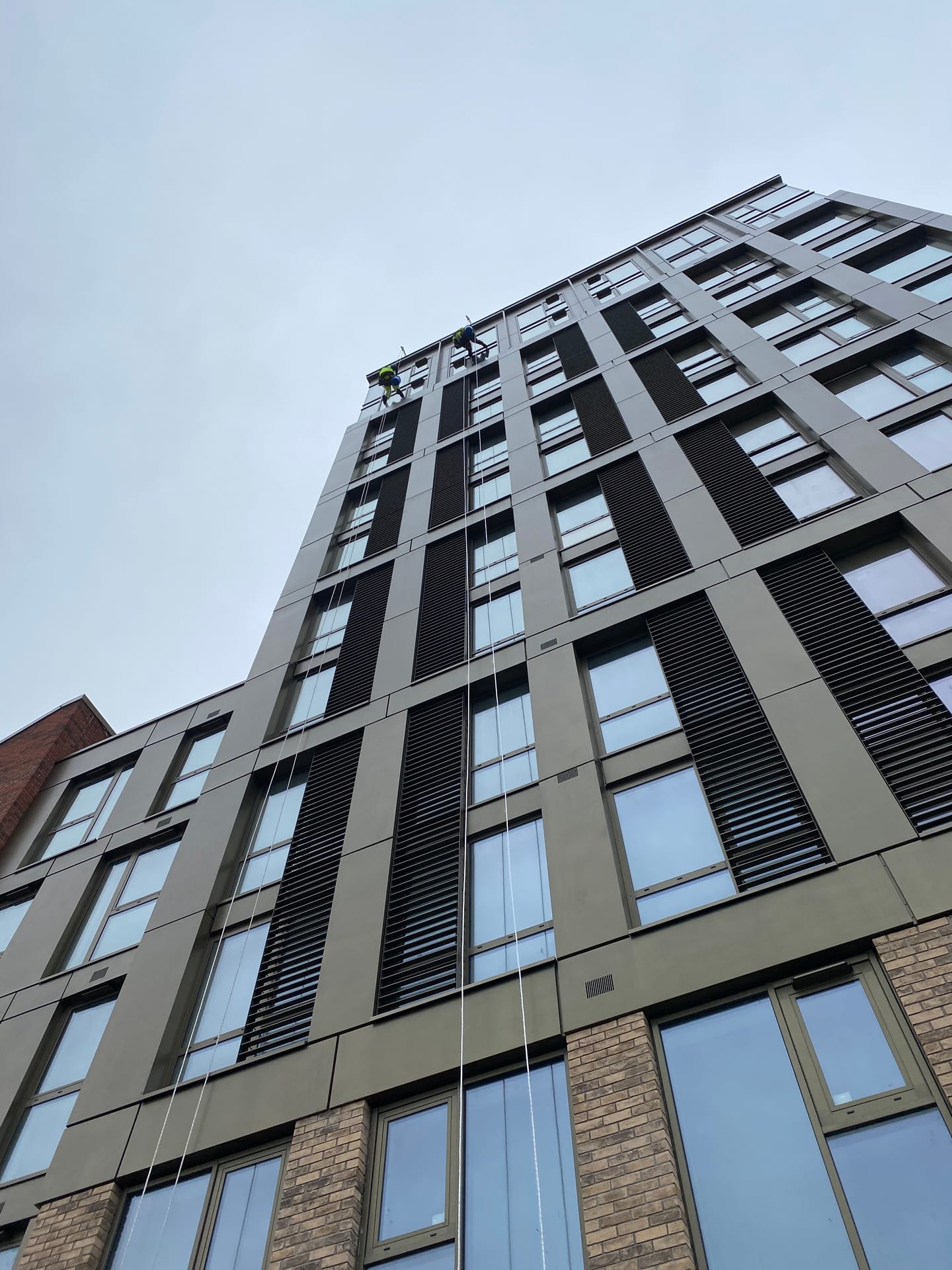 Rope Access window cleaning works at height — student accommodation window cleaning